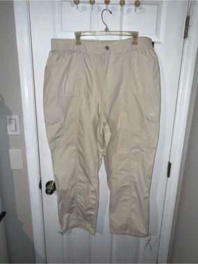 DKNY Womens Plus size Beige Cargo Pants with Drawstring Hems